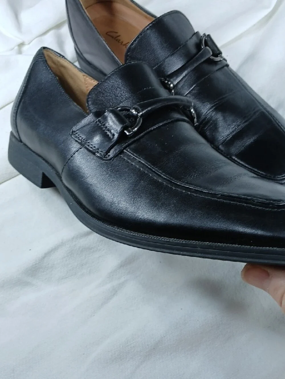Clarks Men's Black Leather Slip-On Bit Loafers